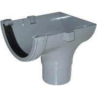 FloPlast Half Round Gutter Stopend Outlet - 112mm Grey